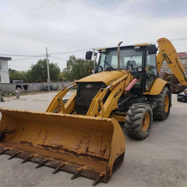 Low Working Hours Backhoe Loader Used Front Load Excavator SDLG B877F Original Equipment