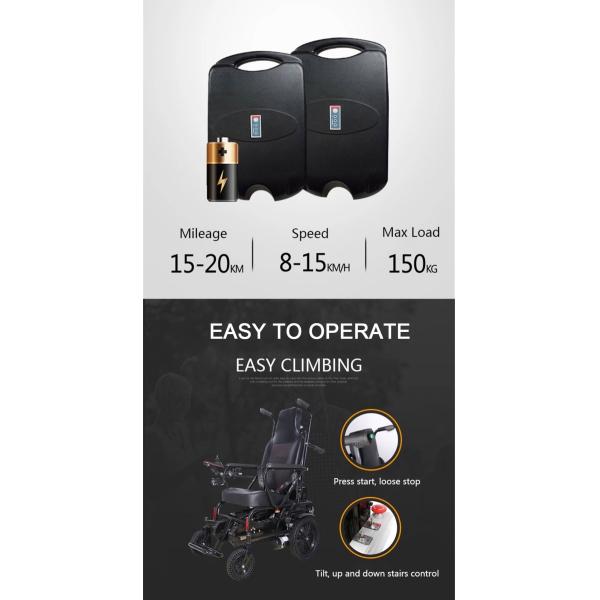 Portable Medical Transport Wheelchair Lightweight Disabled Electric Stair Clibing Wheelchair