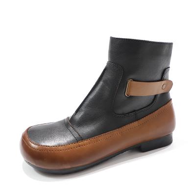 HZM037 Original Ethnic Style Retro Embroidered Women'S Short Boots Autumn And Winter New Style Leather Retro Personality
