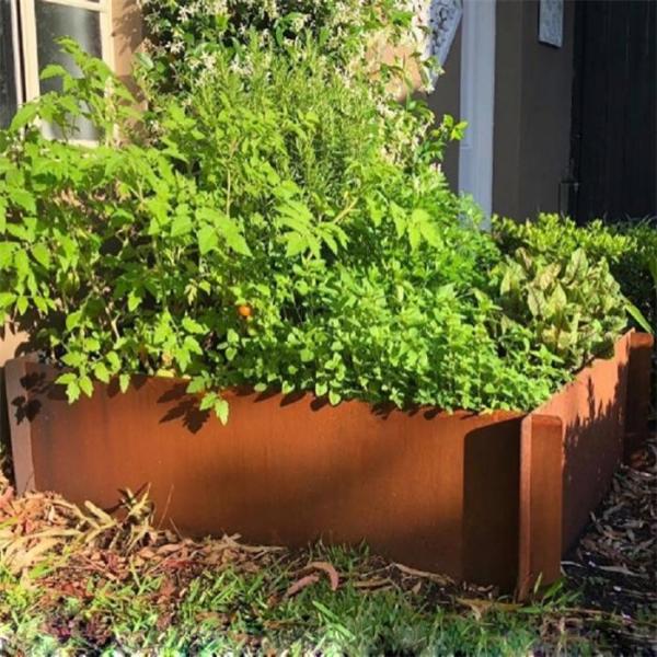 Outdoor Square Corten Steel Raised Beds For Vegetable Flower Planter Edge