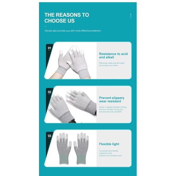 13G габаритная нейлоновая вязаная перчатка PU гладкое покрытие на пальмовых рабочих защитных перчаток