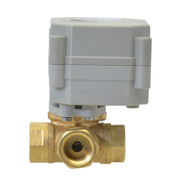Etrany 3/8'' 3-Way Electric Flow Control Brass Ball Valve Water IP67 Protection 9-24VAC/DC 110-230VAC Auto Return Failsafe