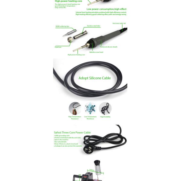High Power Anti Static Adjustable Temperature Soldering Station Green 926LED 60W