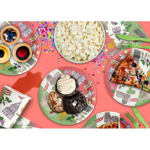 Italianate Paper Disposable Compostable Party Supplies Cups Plates