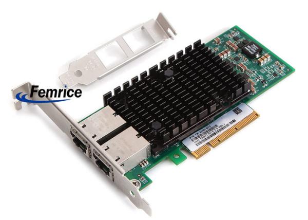 Femrice 100/1000/10000Mbps Dual Port Gigabit Ethernet PCIe x8 Server Adapter Intel X540 RJ45 Slots Network Controller