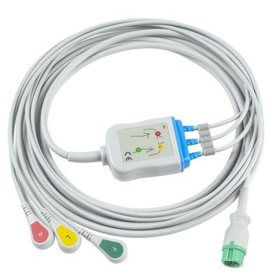 O conector ECG dos cabos e dos Leadwires CB-72353P 11pin OEC-6102A de Nihon Kohden ECG cabografa a pressão do IEC de 3 ligações