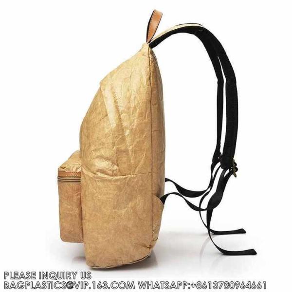 Sustainable Backpack, Soft Handle Tyvek Paper School Backpack Bag Golden Supplier Insulated Delivery Backpack