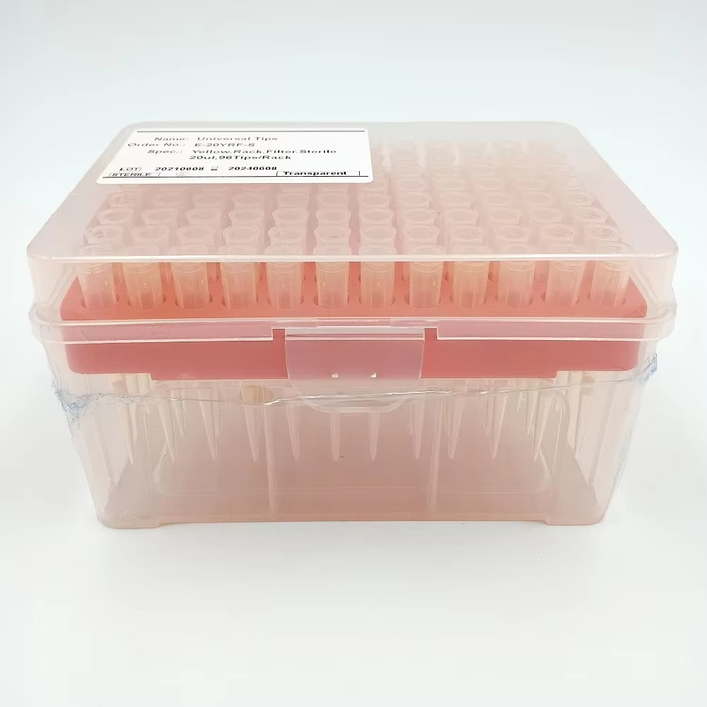 Sterile Enzyme-free 20ul PP/PE Micro Custom Filter Pipette Tips 96Pcs/Box for Laboratory Use