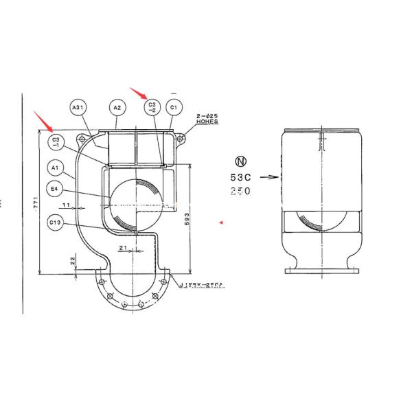 Упаковка сиденья для вентиляционной головки Модель 53CW-125A