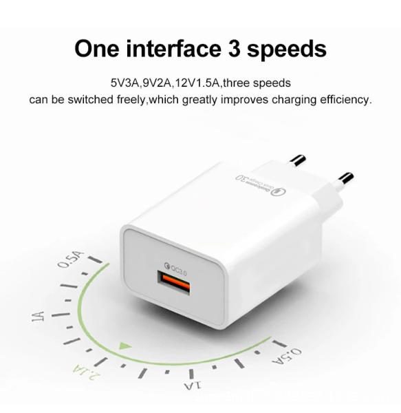 QC3.0 USB Wall Chargers 18W 12 Volt Fast Charger 1.5A