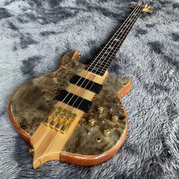 Ebony Fingerboard 4 Strings Bass Factory Burst Maple Top 9V Active Pickup Electric Bass Guitar
