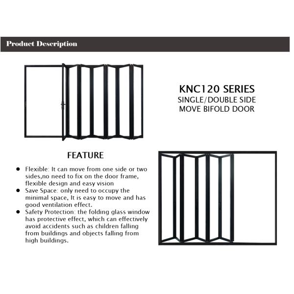 Double Tempered Glass Black Aluminum Bifold Doors , Sliding Folding System Doors