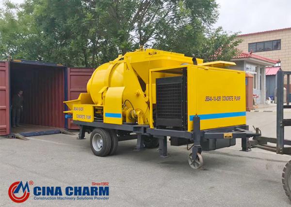 Easy Operate Diesel Concrete Mixer Pump , JBS40R 40m3/H Cement Mixer And Pump