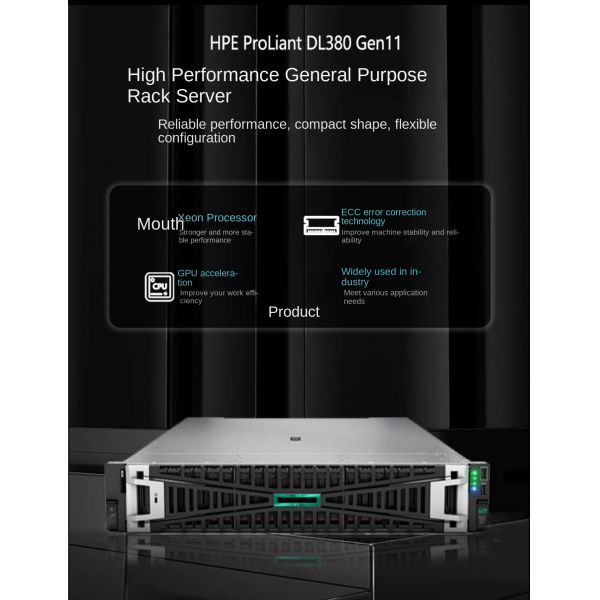HP DL380 Gen11 2U Rack Server Xeon Processor Rack Mounted Server DDR4 Memory SSD Hard Drive 64GB