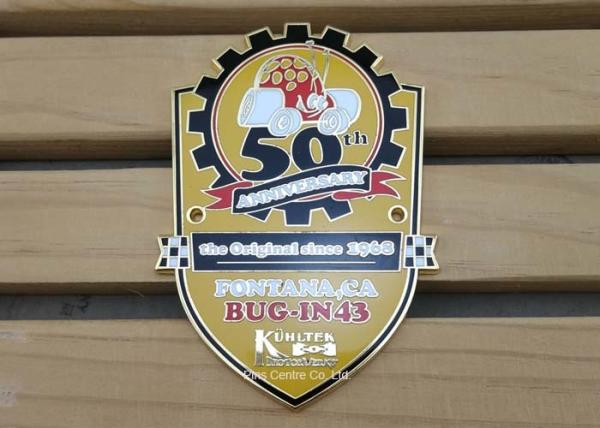 Gold Car Club Stamped Hard Enamel Medals , Customized Running Award Medals