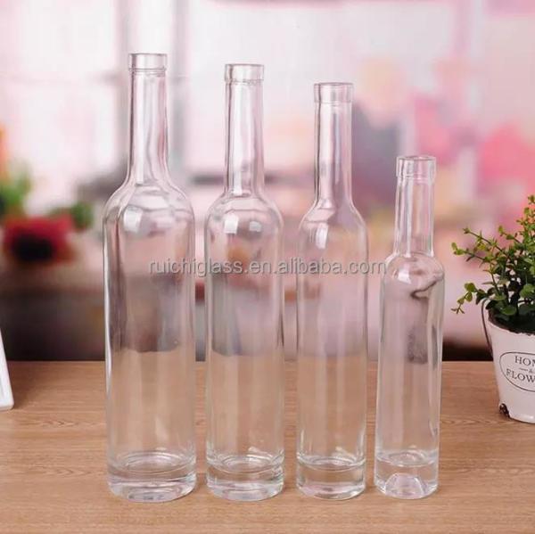 Bebidas Industriais 250ml Impressão de logotipo Garrafa de vinho de vidro plano transparente com marca personalizada