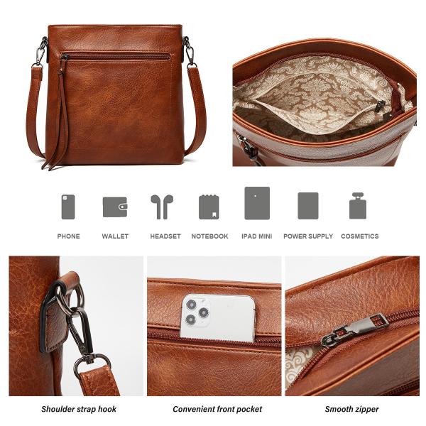 Vintage Leather Tote Crossbody Bag The Perfect Addition to Your Daily School Life