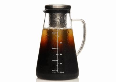 Reusable Cold Brew Coffee Maker , Heavy Duty Glass Filter Infuser Pitcher