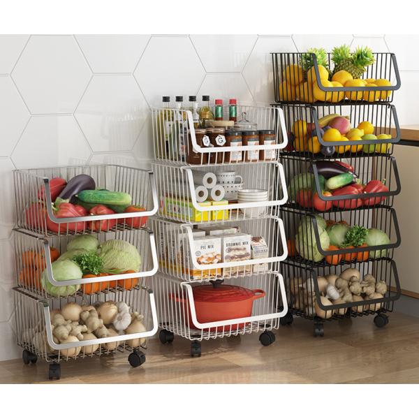 5 Tier 105cm Height Steel Kitchen Basket Rack For Vegetable Storage