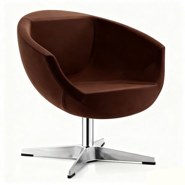 2025 Modern Portable Swivel Single Lounge Chair with Wool Fleece Backrest Metal Legs for Apartment & Dining Rooms