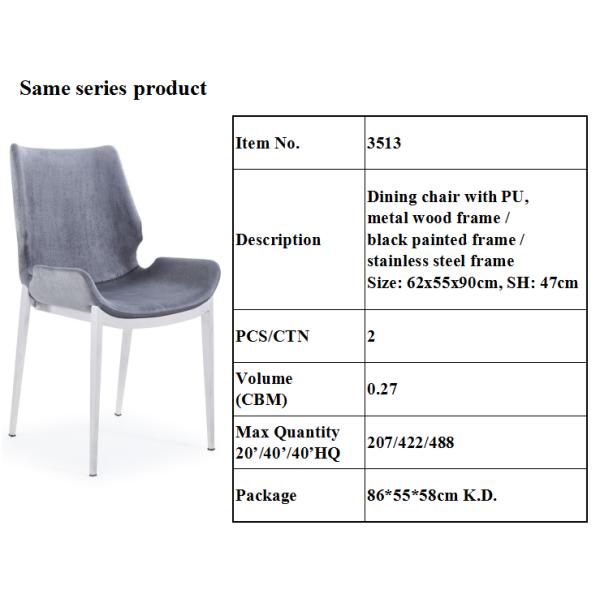 Moderately Thick 62x55x90cm PU Leather Dining Chairs