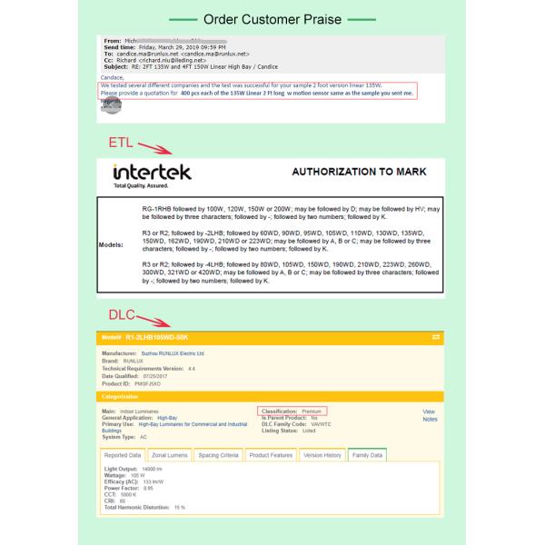 95W 140lm/w 2FT 4FT Linear High Bay Light Fixture 100-277V For Commercial Office