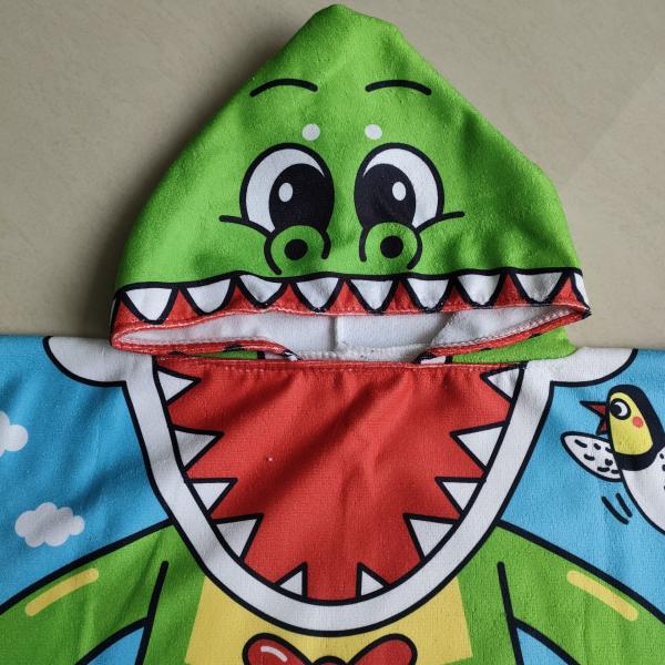 Hotsale microfiber custom  poncho towel kids printing beach  poncho kids cartoon beach towel