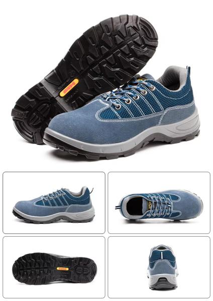 Comfort Genuine Leather Safety Shoes , Blue Sports Work Shoes For Men'S Working
