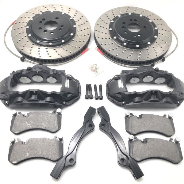 Aluminum 6 Pot Brake Kit T6 Alloy Black Drilled And Slotted Rotors 410*36mm