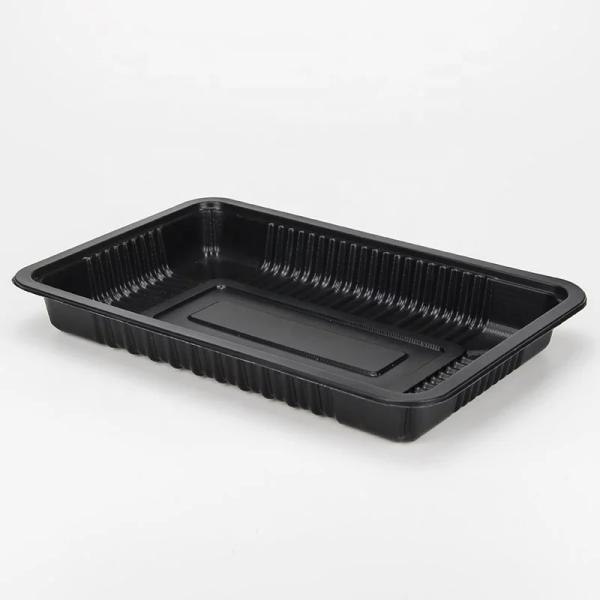 Black Eco Friendly Supermarket 15*23*4.5cm Plastic Meat Tray