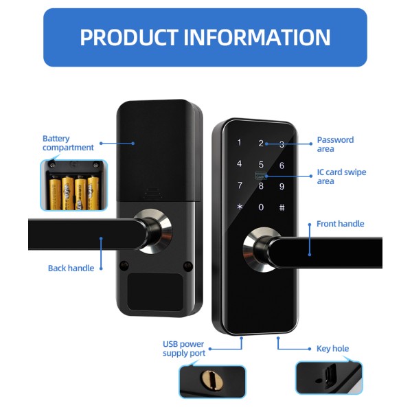 YAGU Wholesale Price High Quality Mobile Application Durable Granular Digital Button Swipe Card Password Door Lock