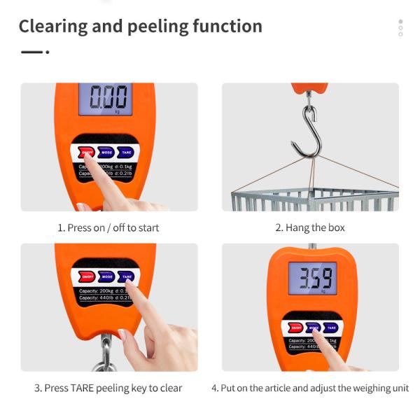 OEM personnalisable 200 kg Capacité lourde en acier inoxydable balances à crochet suspendu Balance personnelle numérique intelligente