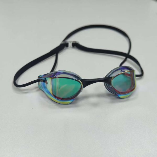 OEM Anti-Fog Anti-UV Black Swimming Goggle with Surf Ear Plugs Support Custom Sample PC Frame Anti-Reflective Lenses for Adults