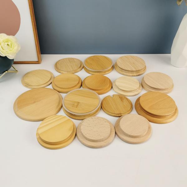 100% Natural Bamboo Lid for Glass Candle Jar Customized Design and Eco-friendly Materia