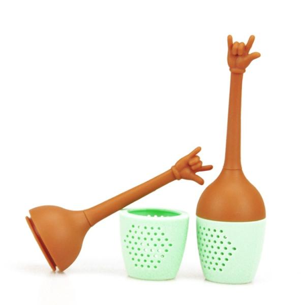 Cute creativity wholesale high quality custom Unique gesture Series shape loose leaf tea filter travel silicone tea infuser