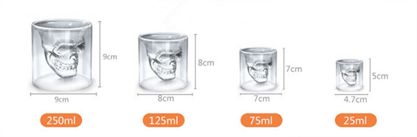 Skeleton Shaped High Borosilicate Glass Cup Vodka Shot Double Wall Glass Cup