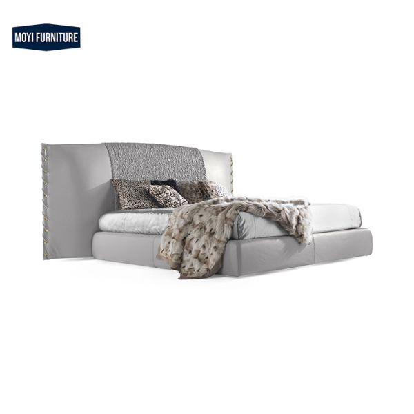 Soft Bed Modern Upholstered Frame King Bed Luxury Italian Leather Queen Size MOYI Italian 2023 Collection