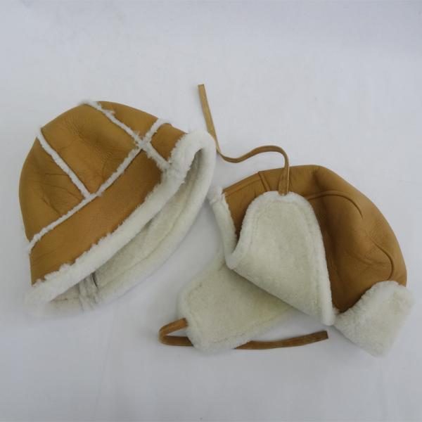 Hot sale Plain Pattern Shearling leather Hat the couple sheepskin hat