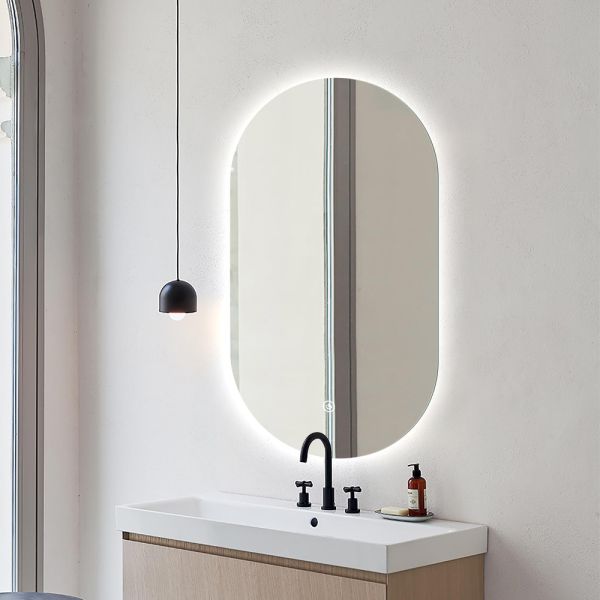 Defogger LED Lighted Bathroom Mirror , Arched Backlit Mirror Customized Logo