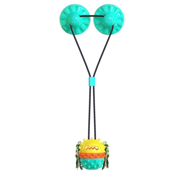 A Style Reinforced Sucker Rope Ball Dog Toy Bright Yellow Lake Blue