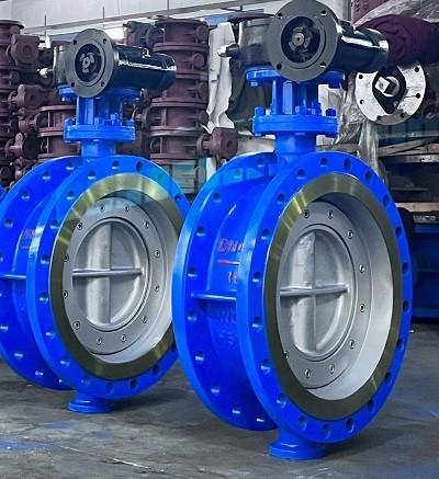 Triple Eccentric Offset Flanged Butterfly Valves Manual  Worm Gearbox PN16 25 40 Cast Steel Ductile