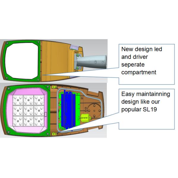 Caixa de alumínio ADC12 Led Street Light Housing IP66 IK09 sem ferramenta cor e logotipo personalizados disponíveis