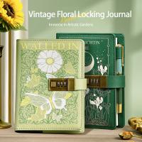 Carnet à combinaison B6 avec cadenas, langage des fleurs vintage
