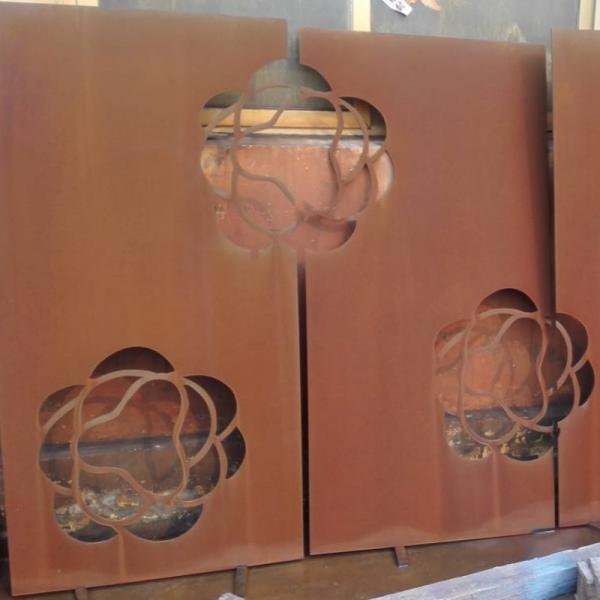 High Style Matte Corten Steel Panel Tree Pattern Perforated Metal Fence