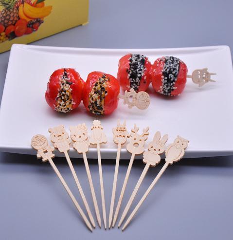 Custom Size and Logo Bamboo Skewers for Biodegradable Disposable Dessert Cakes Fruit Stick