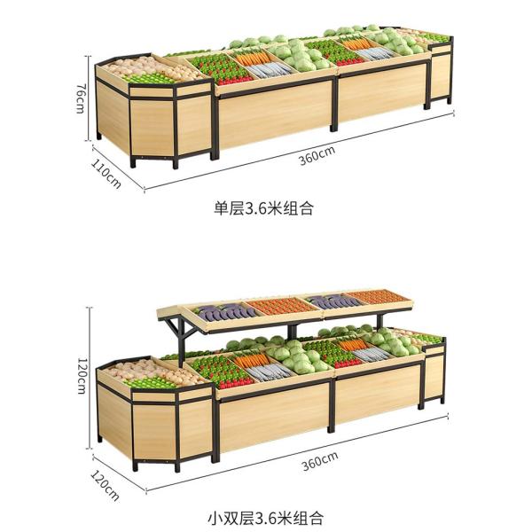 Custom Logo Wooden Fruits and Vegetables Display Rack for Retail Floor Stand Display