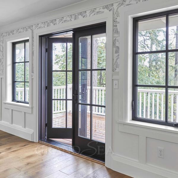 Cambodia Power Coating Thick Frosted Tempered Glass Minimalist Safe Interior Entrance Wrought Iron Door for House