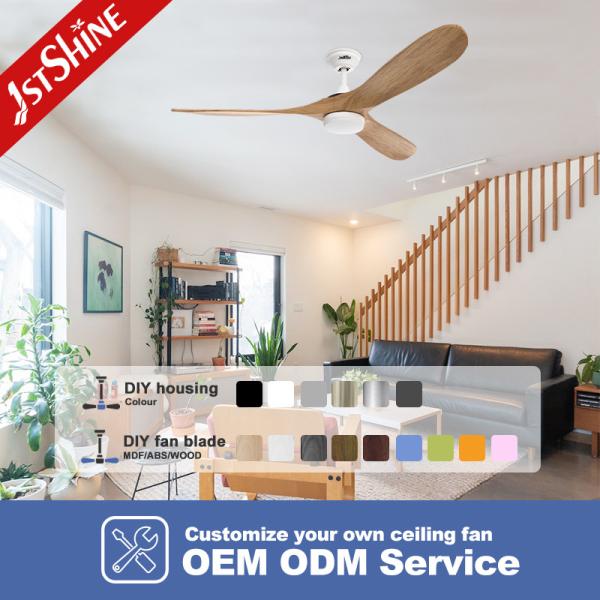 1er éclairage Ventilateur de plafond à lames en bois avec lumière et température de couleur 3000k/4000k/6000k