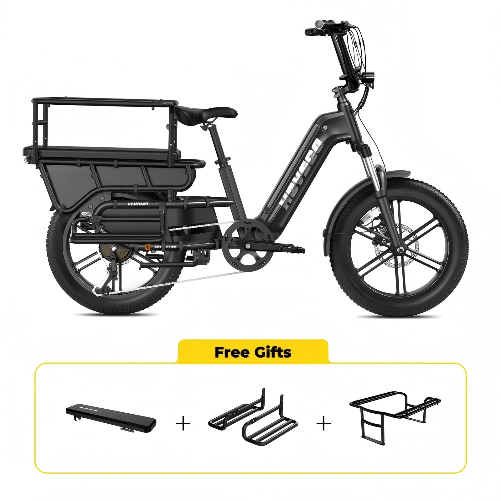 2025 Wholesale 750W 48V 15Ah Battery for Grocery Delivery Family Transportation 20 Fat Tire Long Tail Electric Cargo Bike