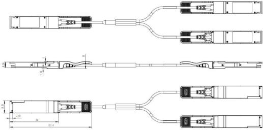 Оптический кабель 200G QSFP56 SR4 центров данных активный к кабелю 2xQSFP56 SR2 850nm 5m AOC